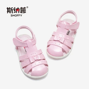 

Girls Sandals Summer Kids Shoes Soft Leather Baby Bow knot Roman Sandals White Pink Anti Slip Children Shoes Sandalias TX497
