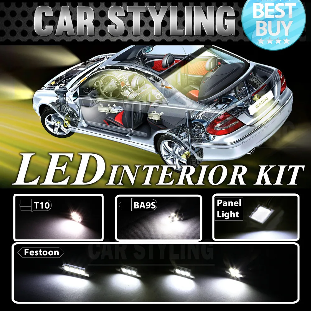 9 sztuk biały zestaw oświetlenia wnętrza LED dla kalibru 07 12