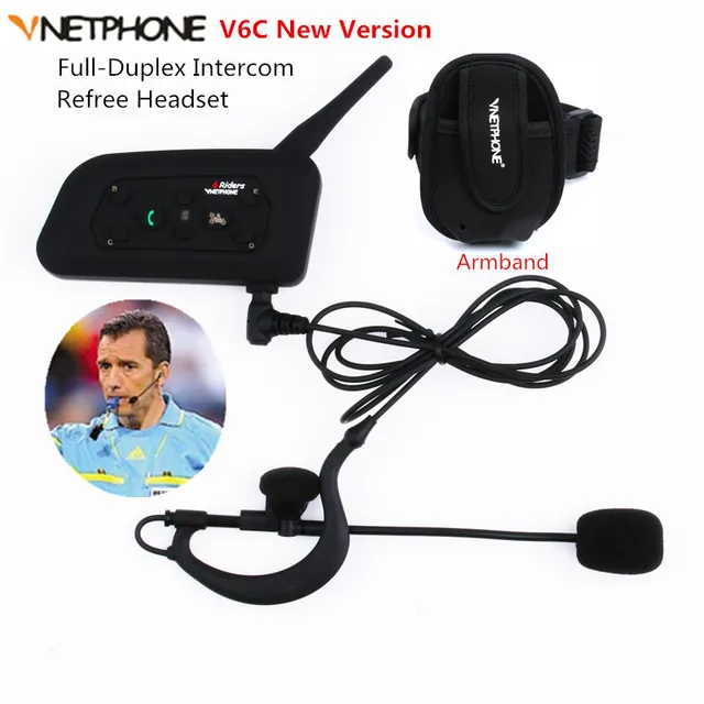 V6C 1200M Real Time Full Duplex Bluetooth Intercom Headset Soccer