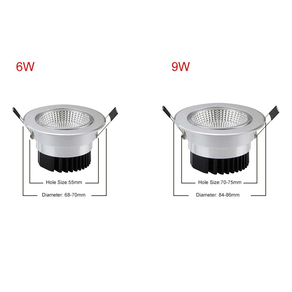 [DBF] 4 Colors Dimmable Recessed LED COB Downlight 6W 9W 3000K/4000K/6000K Decoration Ceiling Spot Lamp AC 110V 220V for Kitchen