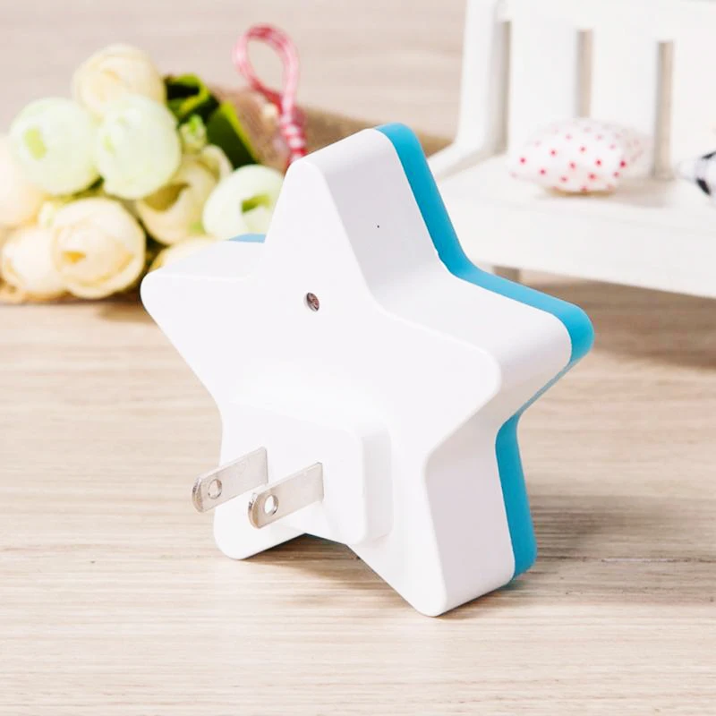 EU  US Plug LED Star Night Lights Wall Socket Bedside Lamp AC 220V 110V Lovely Light Control Children Room Feeding Night Lamps (15)