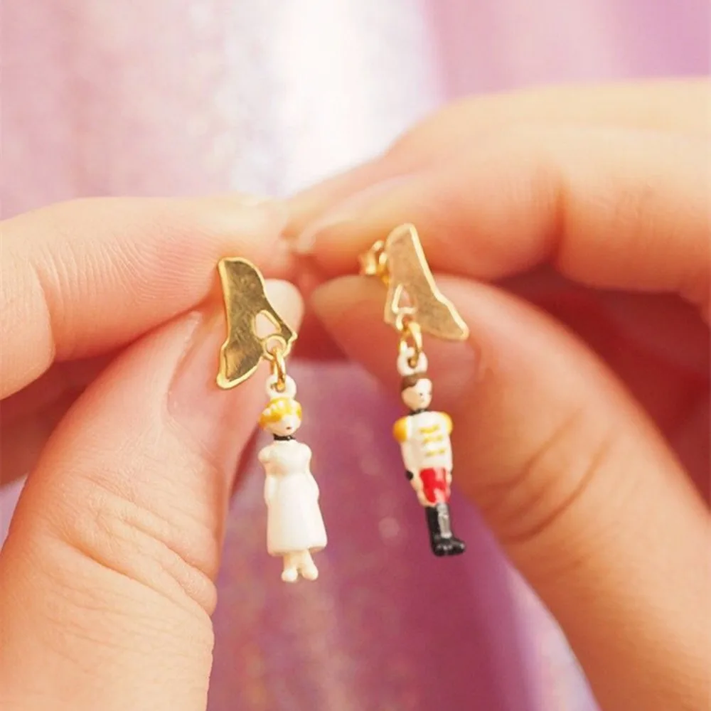

2018 Amybaby Designer Cinderella Prince High-heeled Shoes Stud Earring Enamell Glaze Jewelry For Party