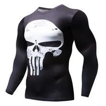 2018 Superman Punisher Rashguard Running Shirt Men T-shirt Long Sleeve Compression Shirts Gym Tee Shirt Fitness Sport Shirt Men