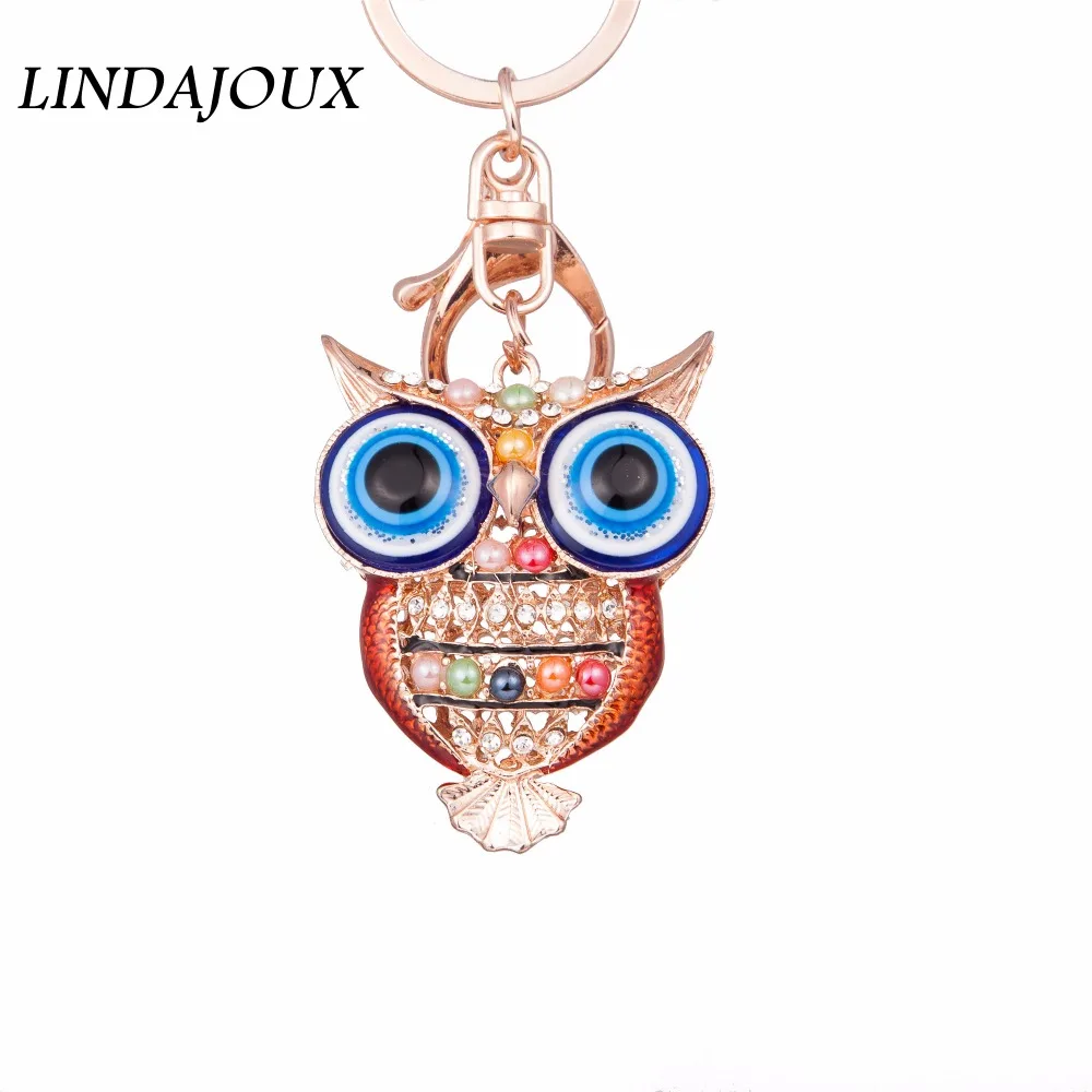 

LINDAJOUX Fashion Cute Owl Keychain Gilt Auto Parts Key Chain Key Ring Women's Accessories Pendants Gifts