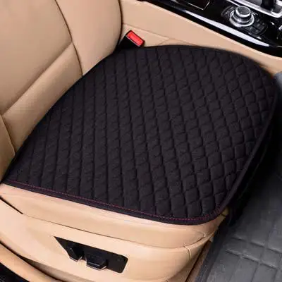 Универсальный льняной тканевый Прочный чехол для сиденья автомобиля, четыре сезона, передняя и задняя льняная подушка, дышащий протектор, коврик, автомобильные аксессуары - Название цвета: Черный
