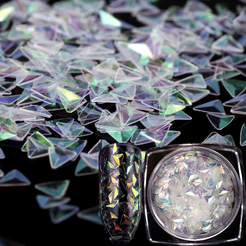 6 jars/set Chameleon Nail Sequins Unicorn AB Color Triangle Iridescent 3D Nails Art Decoration Manicure Tools For UV Gel Polish