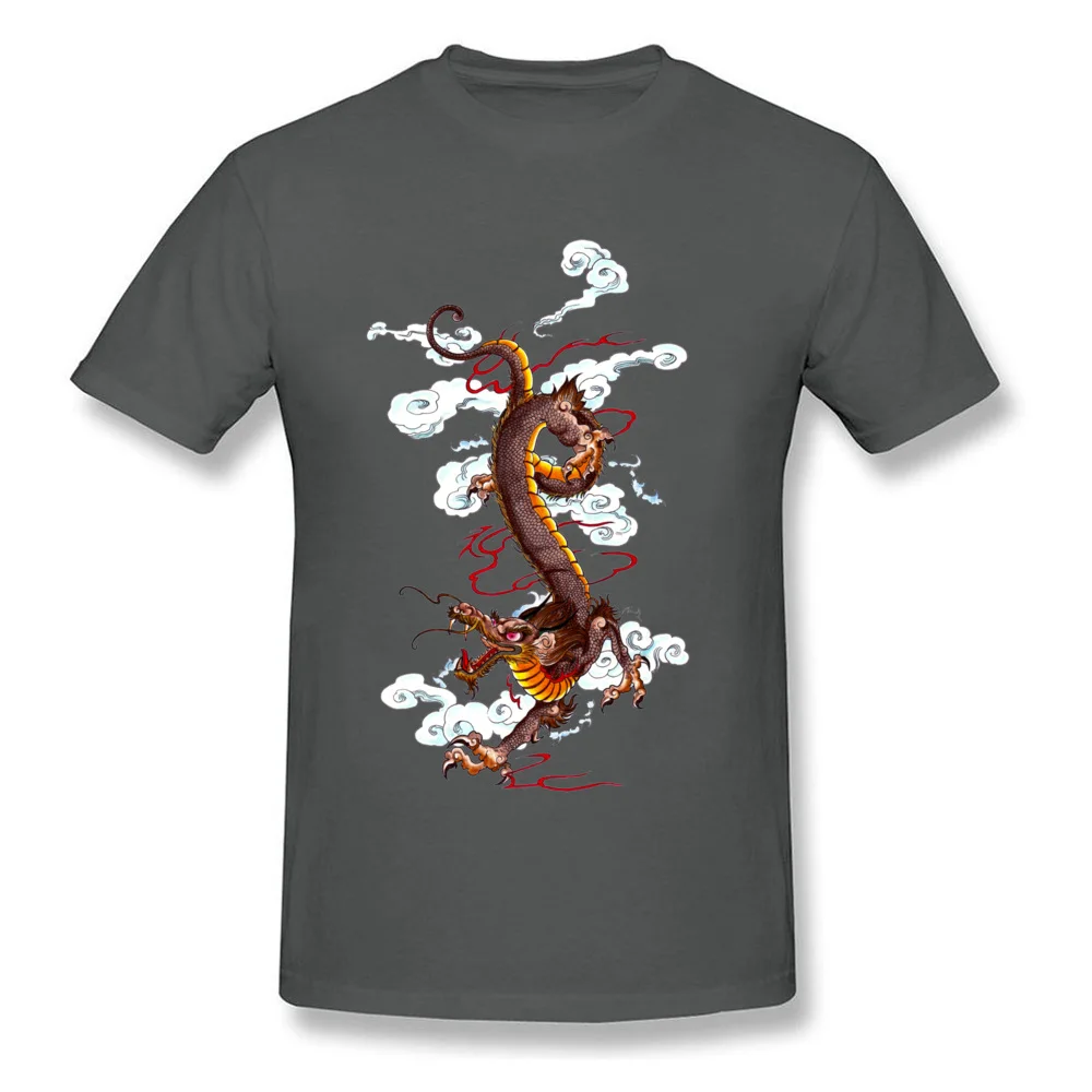 New Arrival Men's T-Shirt Round Neck Short Sleeve Cotton Golden Dragon T Shirt Summer Tee Shirts Drop Shipping Golden Dragon carbon