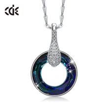 CDE, 925 пробы, серебряное, украшенное кристаллами, ожерелья, женские, вечерние, модные, на удачу, подвеска, ювелирное изделие