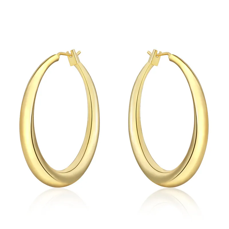 Новый Золото корейской моды круглый креольский круг серьги в виде колец