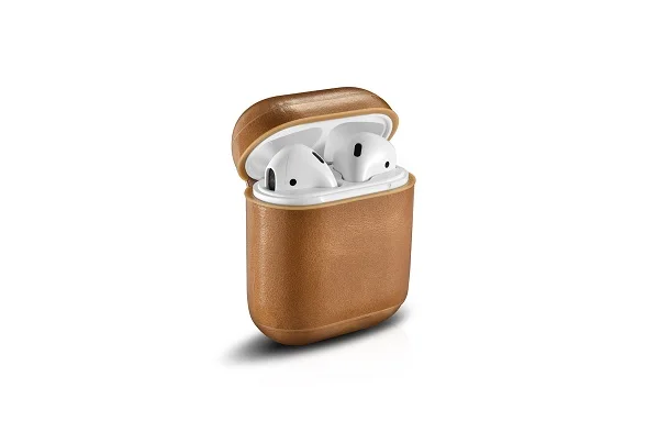 Чехол для наушников Apple Airpods подлинной кожаный наушник чехол коробка Наушники Аксессуары Защитная крышка - Цвет: Коричневый