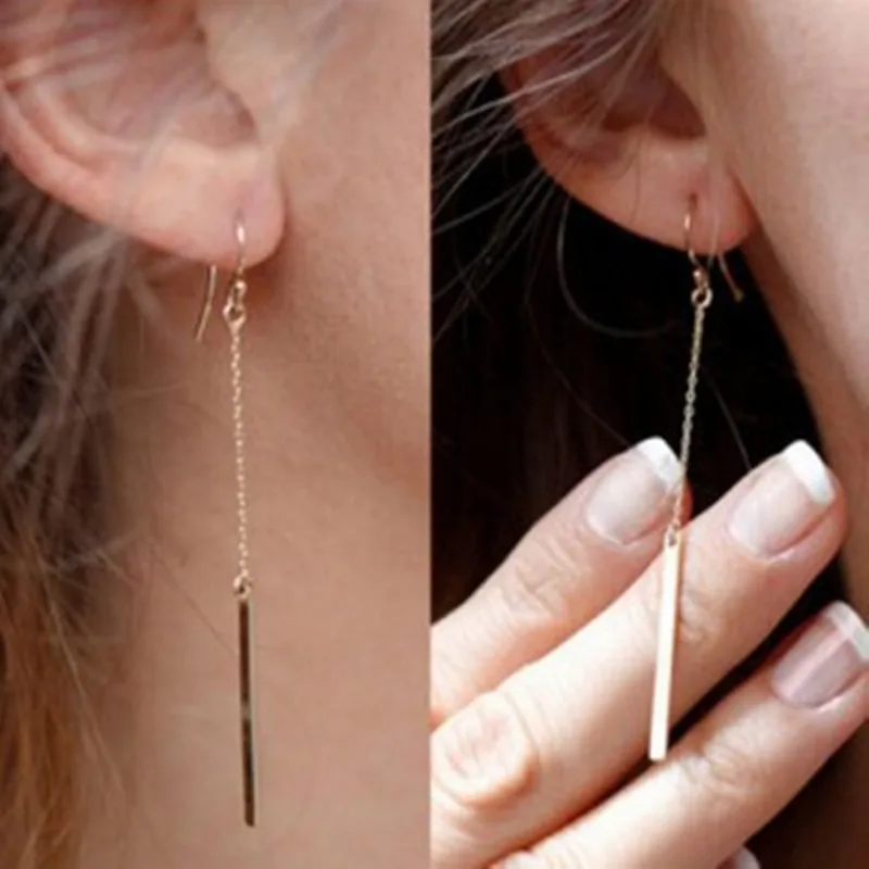 

2019 Zinc Alloy European and American popular simple long section of a chain-shaped ear hook earrings wholesale trade punk style