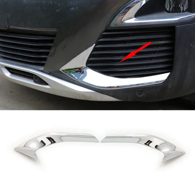 Mirror-Polish-Chrome-ABS-Front-Fog-Light-Lamp-Decoration-Trim-Car-covers-For-PEUGEOT-3008-3008GT