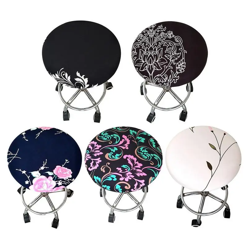 

Round Chair Cover Bar Barbershop Stool Cover Elastic Seat Cover Home Chair Cushions Sleeve Bar Stool Slipcover