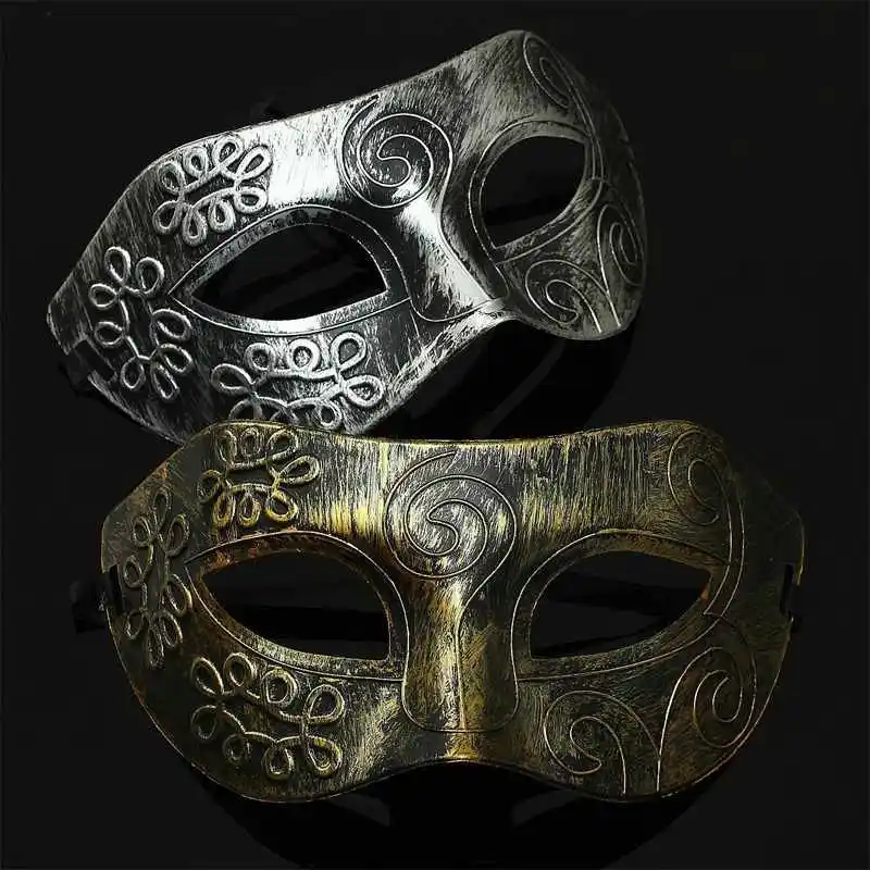 

1pc Men Retro and Especially Burnished Venetian Mask Halloween Masquerade Party Eye Mask Vintage PVC Material 2019 New Arrival