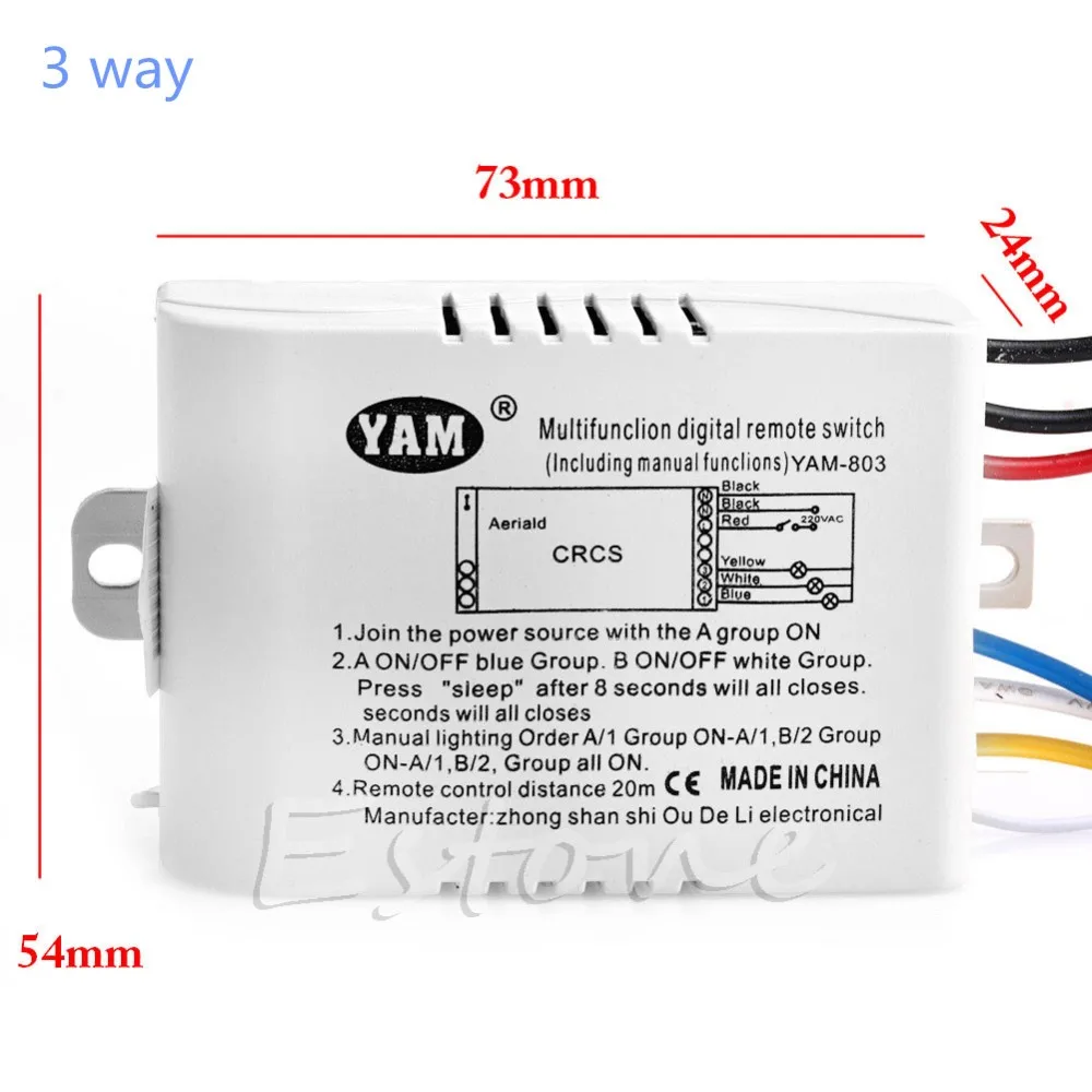 220V 1/2/3/4 подъездных путей, Беспроводной на включение/выключение лампы дистанционного Управление переключатель приемник передатчик