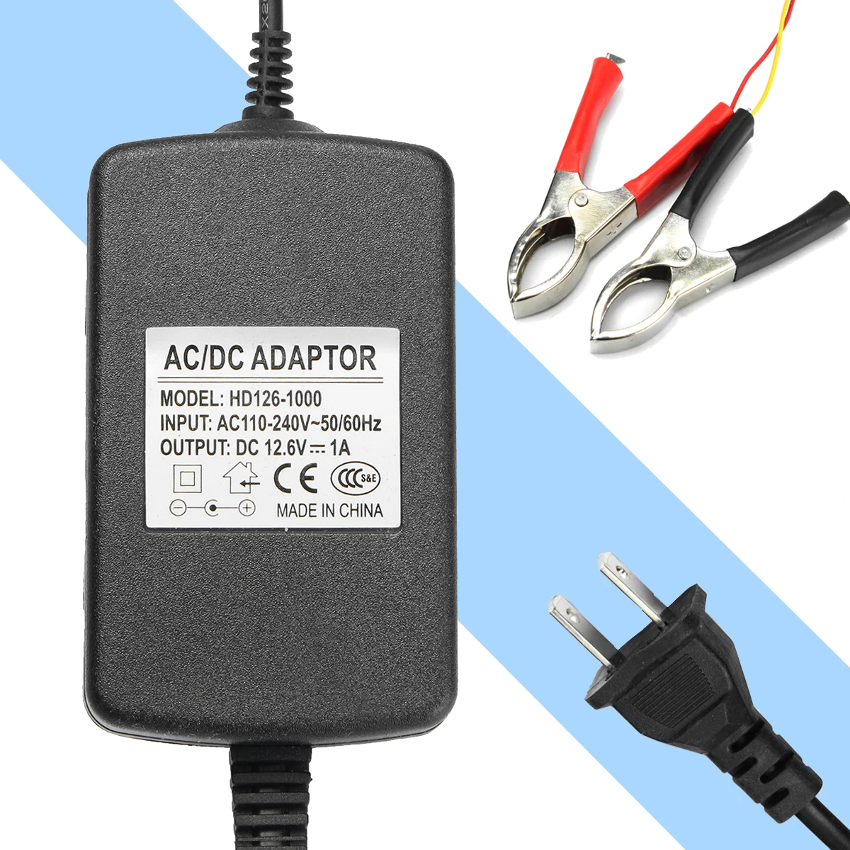 

1Pcs 12V 1A AC to DC Power Adapter Supply Clip Dual-wired Battery Charger Adapter Indicator Lights