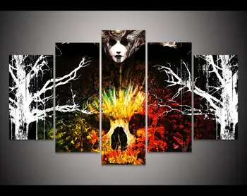

Print skull witchcraft woman Painting Halloween wall decor Living Room Decor Picture print Halloween Canvas Painting art