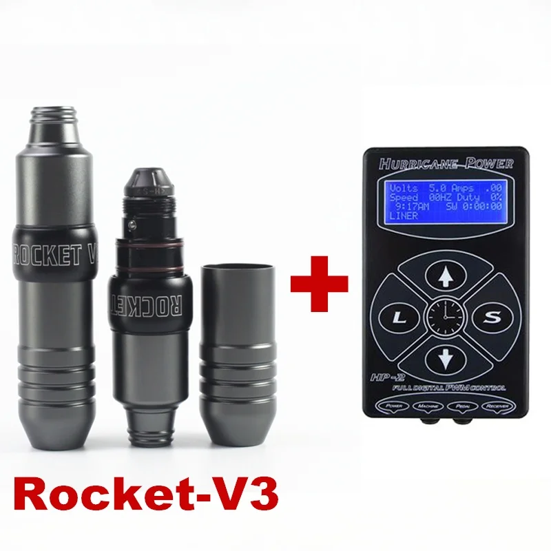 Профессиональный Набор татуировок Rocket-V3 насадка для татуировочной машины Швейцарский двигатель мощный тихий для тату-вкладыш Shader с hp-2 Татуировка мощность - Цвет: Grey Machine kit