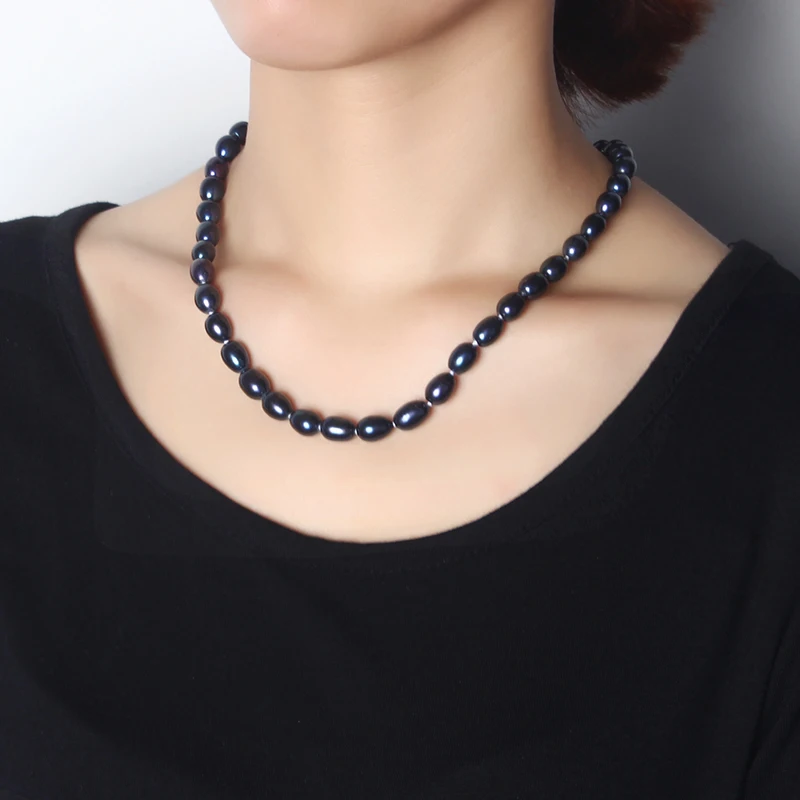 2018 Новый Natural Black Ювелирные изделия из жемчуга Цепочки и ожерелья Настоящее