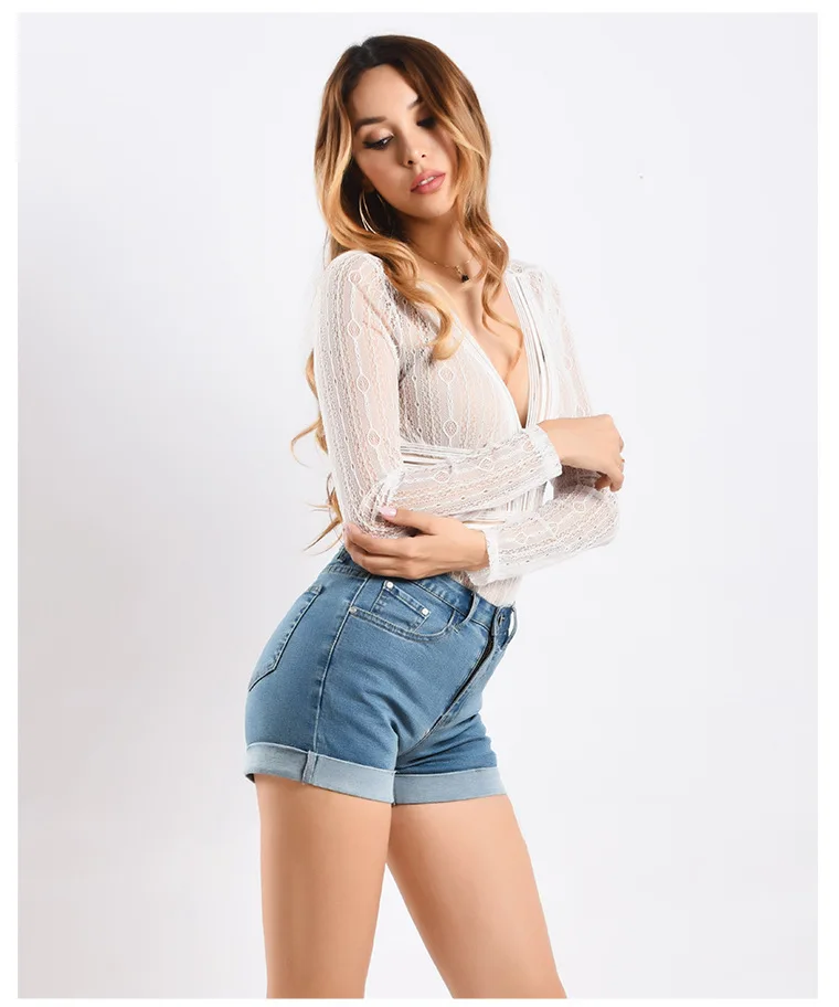 Denim shorts women Europe and the United States trade volume trim pants spring and summer women's new high-waist jeans hem (8)
