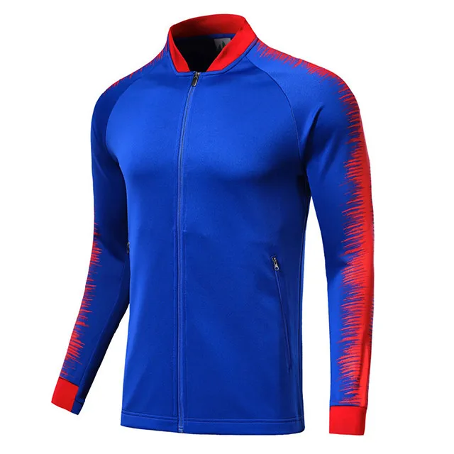 Мужская футбольная куртка свитера для игры в футбол спортивные куртки на молнии футбольные рубашки спортивные майки для взрослых futbol тренировочная форма - Цвет: blue