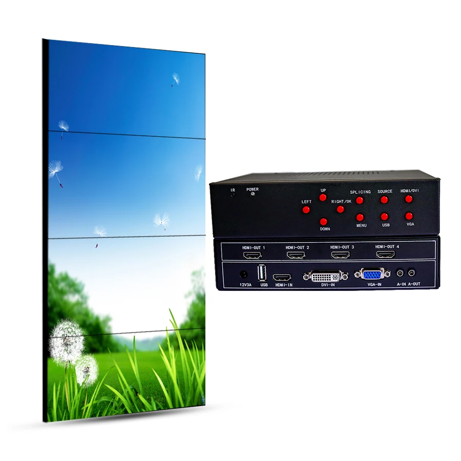 4x1 hdmi video wall controller for lcd video wall hdmi output vga dvi