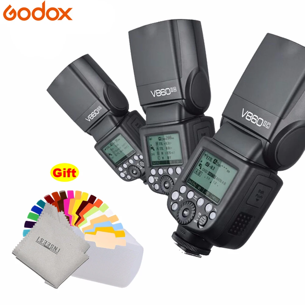 

Godox Ving V860II V860II-C/N/S/F/O 2.4g GN60 E-TTL HSS lithium Battery Speedlite Camera Flash for Canon Nikon Sony Fuji Olympus