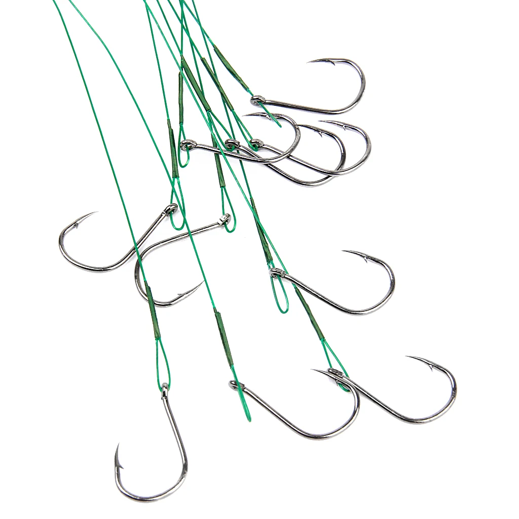 

10 pcs Fly Tying Hooks Assortment Fishing Hooks High Carbon Steel with Wire Leader Fishhooks Fishing Tackles Accessories