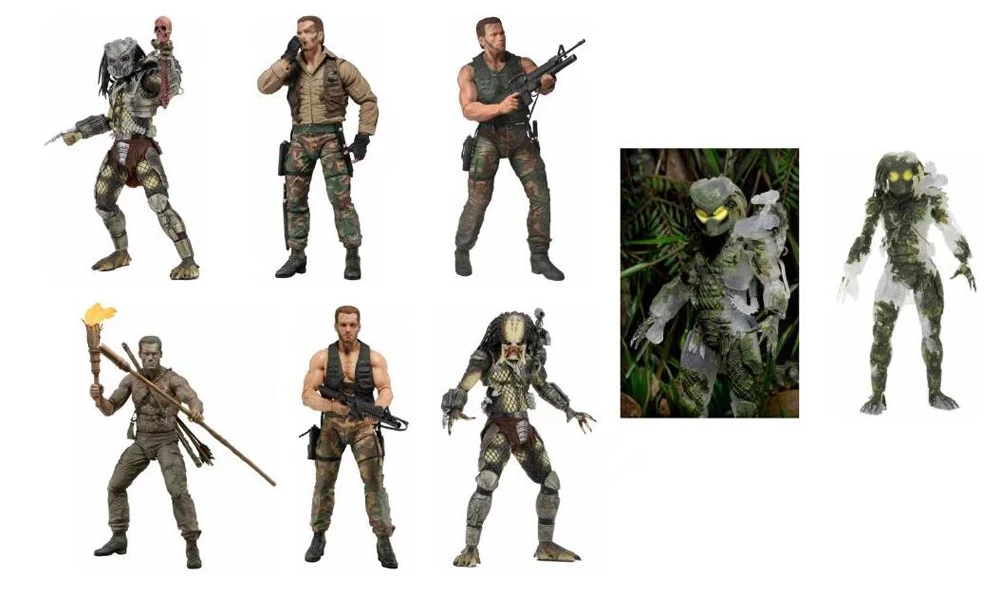 30TH Anniversary Aliens vs Predator Jungle Hunter Unmasked Masked Demon Extraction Patrol Encounter Disguise Dutch Action Figure (2)