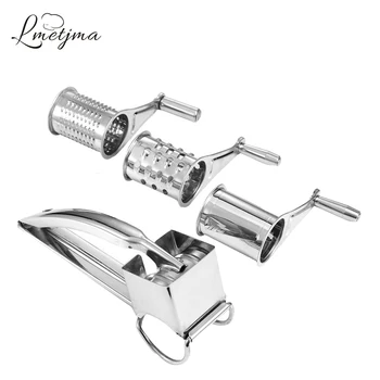 

LMETJMA Rotary Cheese Grater Stainless Steel Cheese Chocolate Grater With 4 Different Drums Cheese Butter Grater Slicer KC0923-1