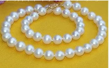 

free shipping $wholesale_jewelry_wig$ free shipping 20'' 9-10MM cultured WHITE pearl necklace 14kt clasp