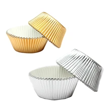 200 шт бумажный торт чашки кекс Чехлы формочки для кексов кухня выпечки Свадебная вечеринка серебро и золото
