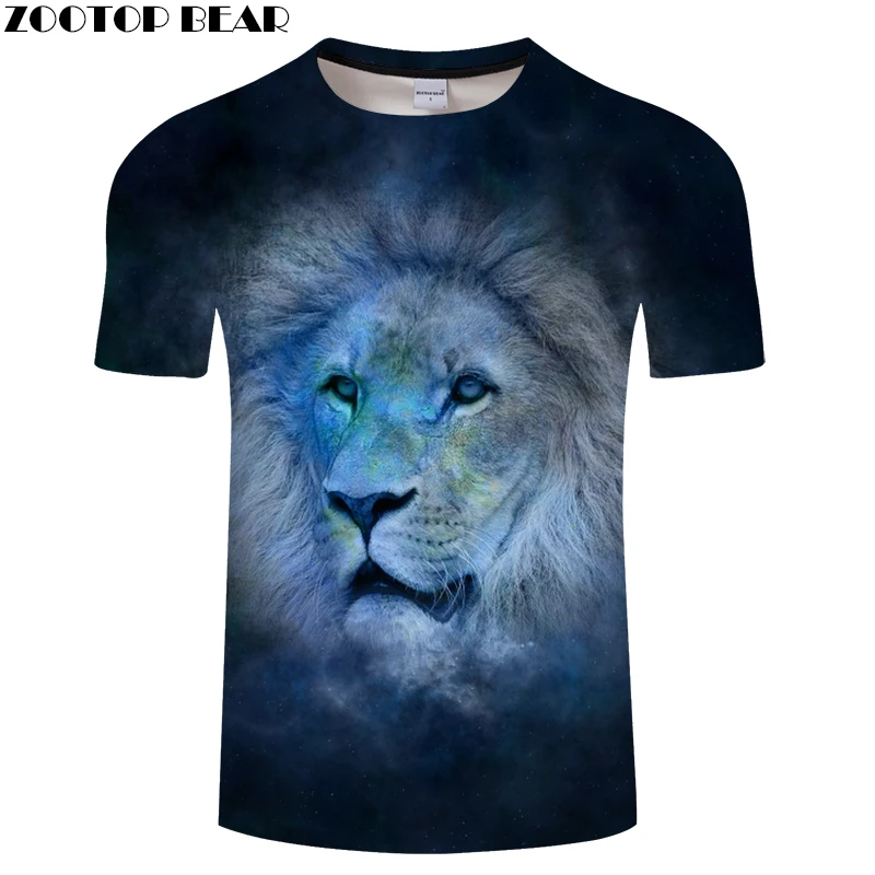 

Blue tshirt Lion t shirt 3D Animal t-shirt Men Tee Printed Top Male Camiseta Summer Short Sleeve Streatwear Drop Ship ZOOTOPBEAR