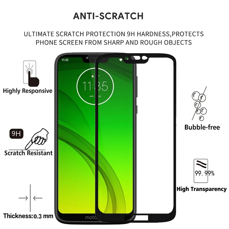 2 шт Полное покрытие закаленное стекло для Motorola G7 защита экрана на Защитное стекло для Moto G7 защитная пленка