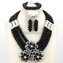 Модные Африканские свадебные бусы в нигерийском стиле, комплект ювелирных изделий, ожерелье браслет серьги, комплект ювелирных изделий,, AMJ358