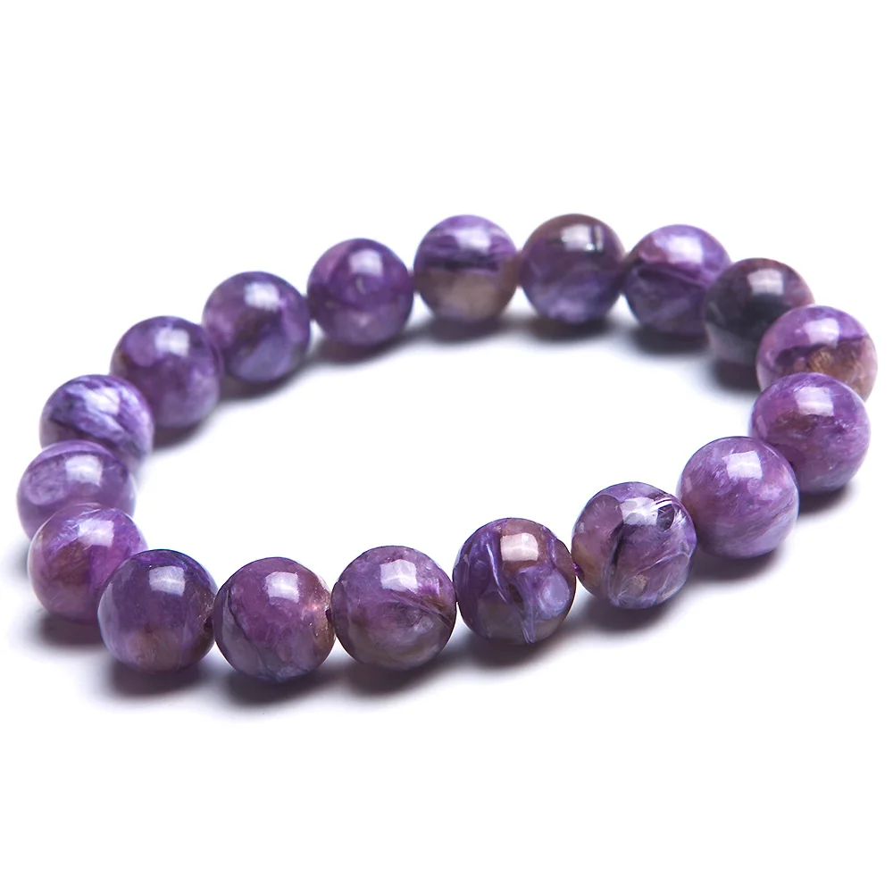 

Genuine Natural Purple Charoite Gemstone Charming Women Men 11mm Round Beads Jewelry Bracelet From Russian Healing Stone AAAA