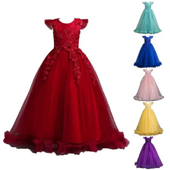 

Children Kids Girl Dress Mesh Round Neck Fashion For Performance Party Wedding NSV775