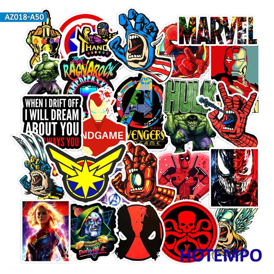 Super Hero Cartoon Comic Anime Stickers Pack Movies Character Men for Mobile Phone Laptop Luggage Skateboard Car Decal Stickers