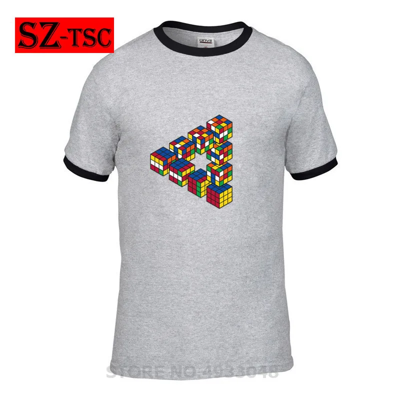 

Rubiks Cube Penrose Triangle Optical Tshirt Funny Summer T Shirts Game Devices Cartoon T-Shirt Cube Cassette Chip Tops Tees