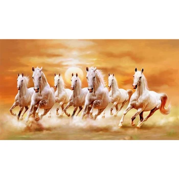 

5d Diy Diamond Cross Stitch Mosaic Horse Run Diamond Embroidery Animal Diamond Mosaic Picture Lucky Ornament