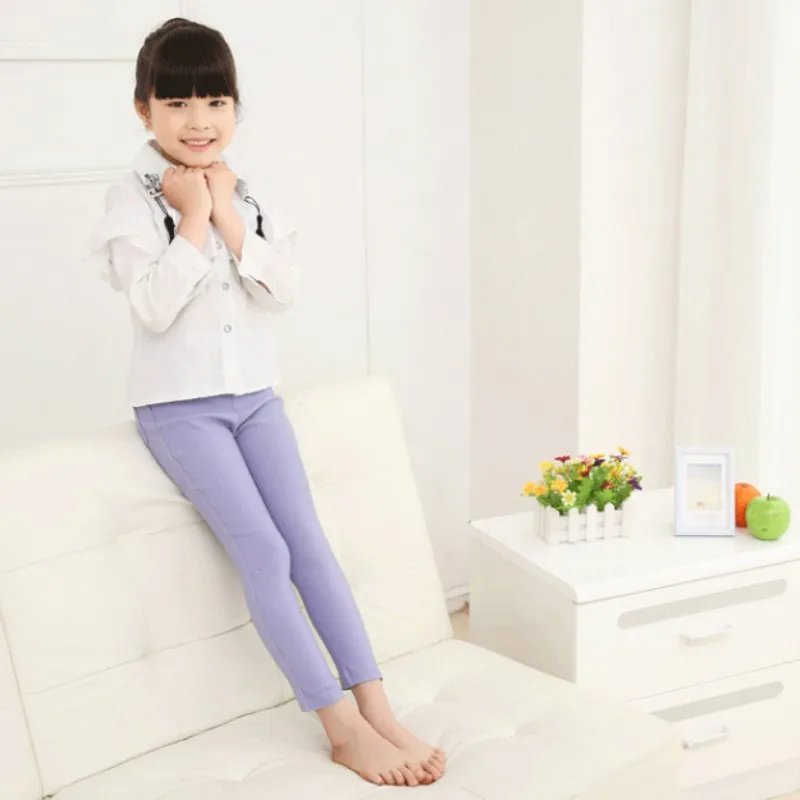 Г. Детские штаны для девочек весенне-Осенние эластичные узкие брюки ярких цветов Детские однотонные леггинсы для От 3 до 9 лет, детская одежда - Цвет: Z