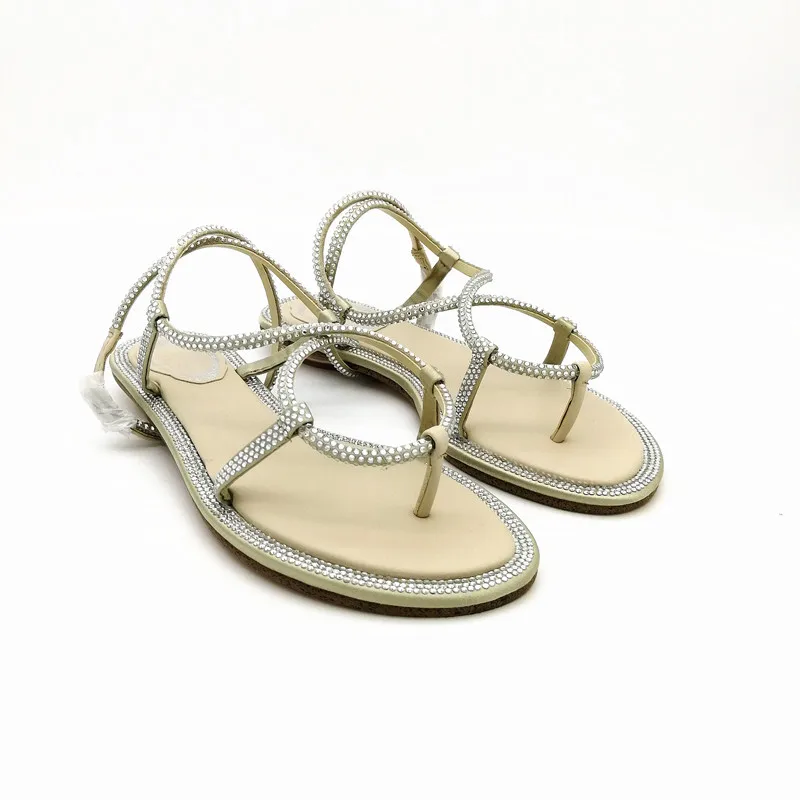 

2019 new fashion strap fish mouth rhinestone thin belt combination low with buckle net red sandals female