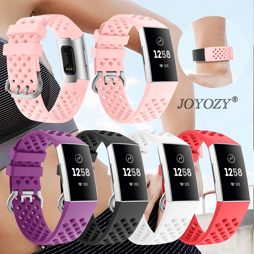 Новый модный спортивный дышащий силиконовый браслет Joyozy ремешок для Fitbit Charge 3