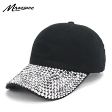 Для женщин Алмазный Rhinestone Бейсбол Кепки ковбой монохромный сплошной Цвет Snapback хип-хоп девушки шляпа женский Casquette Кепки s