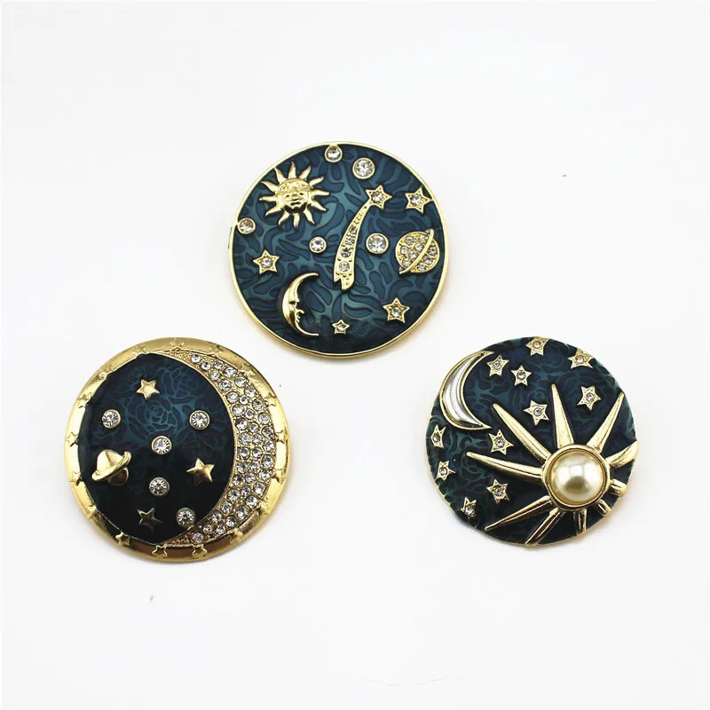 

2019 European and American wind sun meteor moon Milky way temperament drop glaze brooch