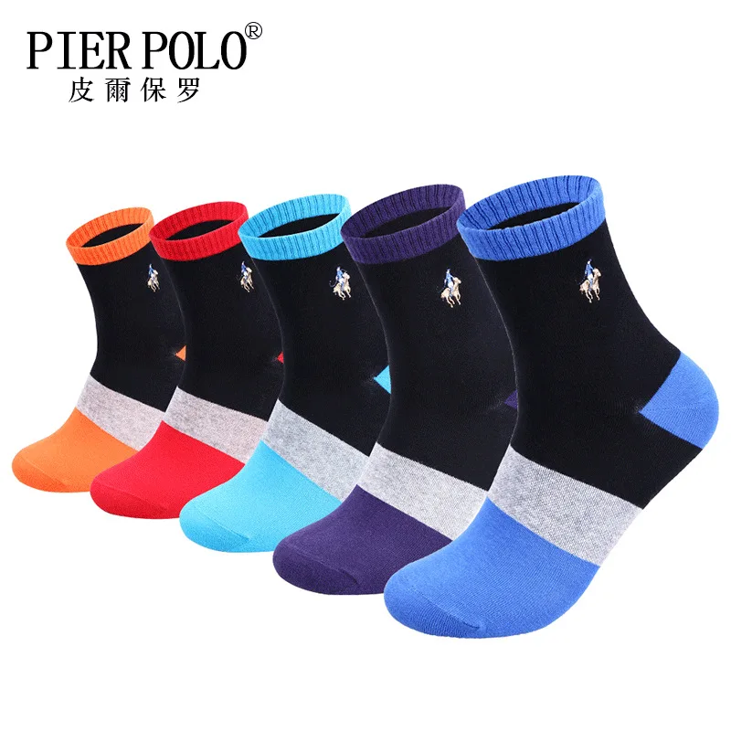 PIERPOLO Для мужчин носки 5 пар/лот модные брендовые хлопковые носки calcetines Лето счастливые мужские носки платье с вышивкой носки
