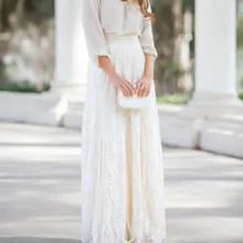 Модные кружевные белые длинные юбки для женщин, выдалбливают Макси высокие юбки Femme Falda повседневные женские эластичные вечерние юбки