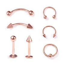 Панковское сергиальное стальное кольцо для губ из розового золота, шпильки для пирсинга бровей для женщин и мужчин, серьги-гвоздики для сосков, пирсинг, ювелирные изделия для тела