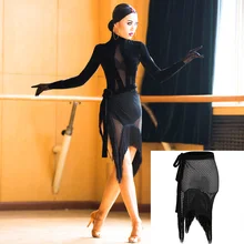 Модная юбка для латинских танцев, Женская юбка для танцев, бахрома, шарф для танго, сальсы, ча-самбы, румбы, бальная одежда для занятий танцами, BDY006