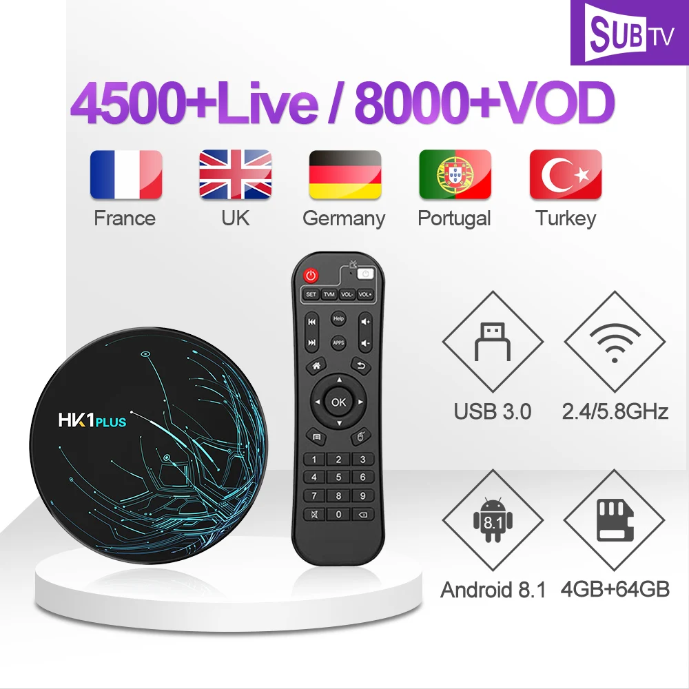 

1 year SUBTV IPTV Code IP TV Canada Turkey Arabic Brazil HK1 Plus TV Box 4K IPTV Subscription Russia Italy France IP TV Portugal